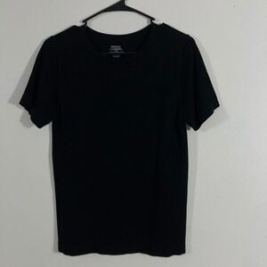 French‎ Laundry T-Shirt Womens L/XL Black Short Sleeve Rayon Blend Stretch Good